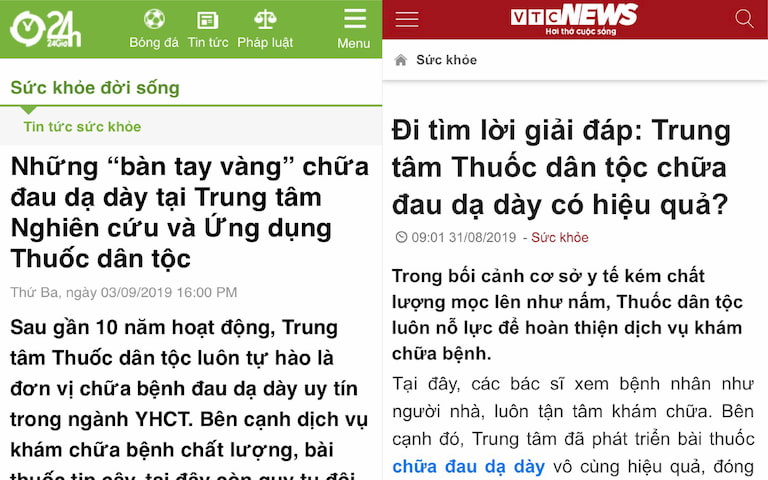 Truyền thông, báo chí đưa tin về giải pháp chữa đau dạ dày tại Thuốc dân tộc